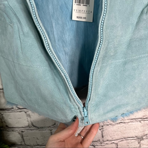 'NWT Vintage Designer Rabbit Fur Vest Genuine Leather Size Small - Picture 9 of 16